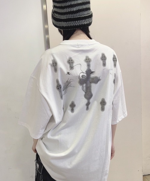 NOVESSEL(ノベセル)の「『NOVESSEL/ノベセル』エンジェルプリント半袖Tシャツ(Tシャツ/カットソー・レディース・ホワイト/ブラック・FREE)」の9枚目の写真