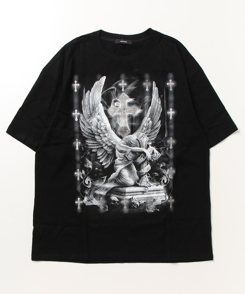 NOVESSEL(ノベセル)の「『NOVESSEL/ノベセル』エンジェルプリント半袖Tシャツ(Tシャツ/カットソー・レディース・ホワイト/ブラック・FREE)」の13枚目の写真