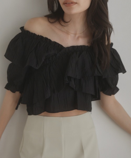ACYM(アシーム)の「Frill sheer ブラウス(シャツ/ブラウス・レディース・ブラック/ピンク/アイボリー・FREE)」の1枚目の写真