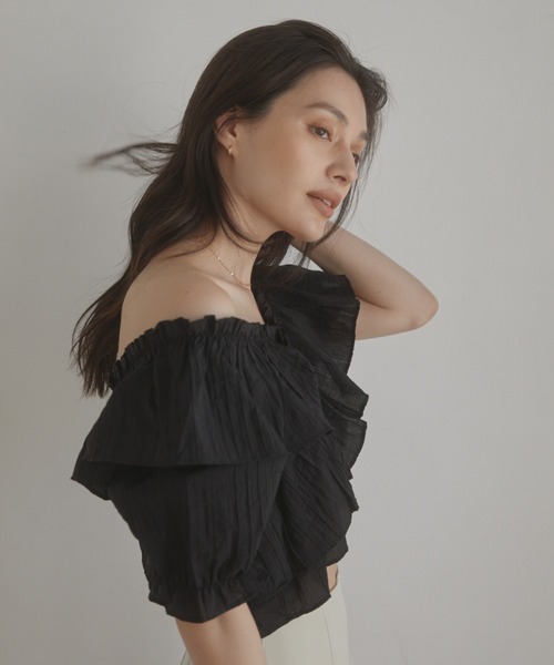 ACYM(アシーム)の「Frill sheer ブラウス(シャツ/ブラウス・レディース・ブラック/ピンク/アイボリー・FREE)」の10枚目の写真