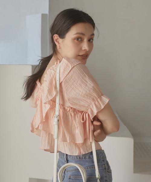 ACYM(アシーム)の「Frill sheer ブラウス(シャツ/ブラウス・レディース・ブラック/ピンク/アイボリー・FREE)」の5枚目の写真