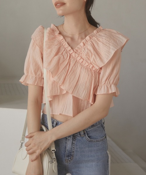 ACYM(アシーム)の「Frill sheer ブラウス(シャツ/ブラウス・レディース・ブラック/ピンク/アイボリー・FREE)」の7枚目の写真