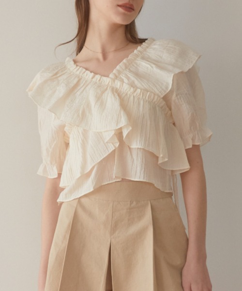 ACYM(アシーム)の「Frill sheer ブラウス(シャツ/ブラウス・レディース・ブラック/ピンク/アイボリー・FREE)」の9枚目の写真