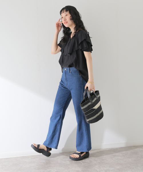 B.C STOCK（ベーセーストック）の「【AFRICAN SQUARE/アフリカンスクエア】 サイザルガラバスケット（かごバッグ・レディース・ブラック・FREE）」の4枚目の写真