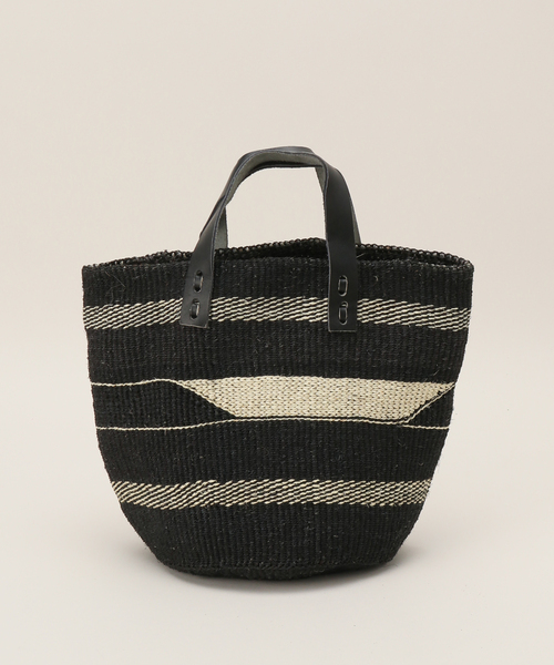 B.C STOCK（ベーセーストック）の「【AFRICAN SQUARE/アフリカンスクエア】 サイザルガラバスケット（かごバッグ・レディース・ブラック・FREE）」の5枚目の写真