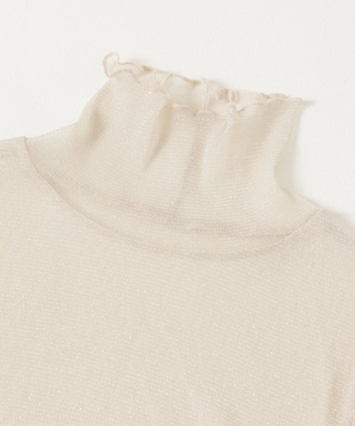 SENSE OF PLACE by URBAN RESEARCH（センスオブプレイスバイアーバンリサーチ）の「ラメシアーハイネックトップ（Tシャツ/カットソー・レディース・ライトベージュ/チャコールグレー/グリーン・ONE）」の4枚目の写真