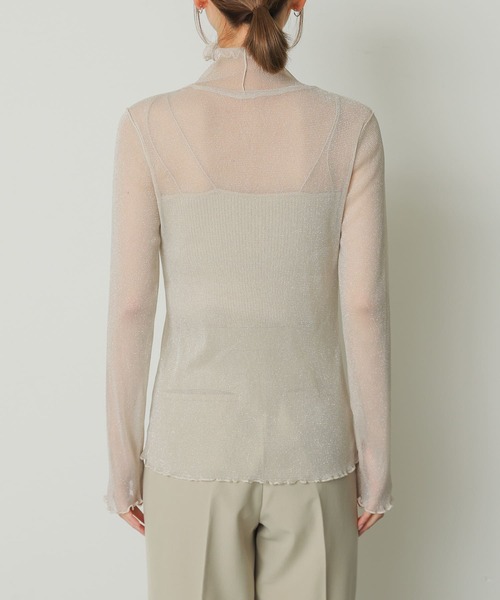 SENSE OF PLACE by URBAN RESEARCH（センスオブプレイスバイアーバンリサーチ）の「ラメシアーハイネックトップ（Tシャツ/カットソー・レディース・ライトベージュ/チャコールグレー/グリーン・ONE）」の16枚目の写真