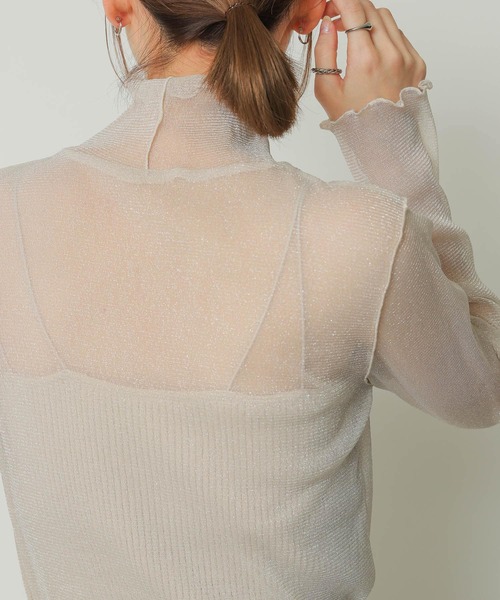 SENSE OF PLACE by URBAN RESEARCH（センスオブプレイスバイアーバンリサーチ）の「ラメシアーハイネックトップ（Tシャツ/カットソー・レディース・ライトベージュ/チャコールグレー/グリーン・ONE）」の17枚目の写真