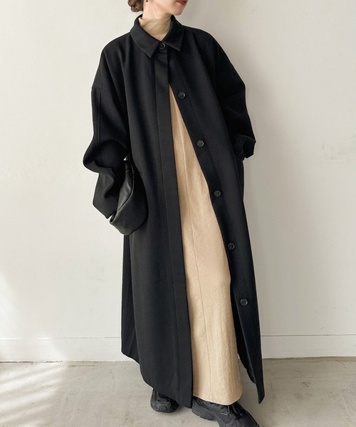 select MOCA by son（セレクトモカバイソン）の「ヘリンボーンロングステンカラーコート（ステンカラーコート・レディース・ブラウン/ブラック・FREE）」の16枚目の写真