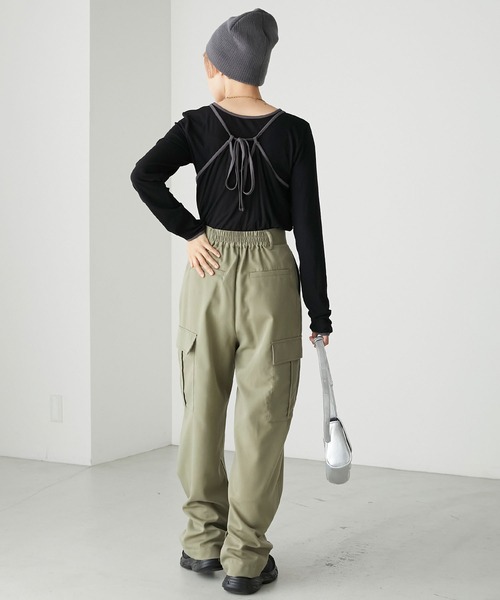 forksy.（フォルクシー）の「【forksy.】リブバイカラーデザインホルターネックキャミセットプルオーバー（Tシャツ/カットソー・レディース・グレー/アイボリー/ブラック・FREE）」の21枚目の写真