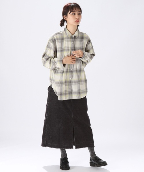 niko and...（ニコアンド）の「40ビエラレピアチェックシャツ（シャツ/ブラウス・レディース・オレンジ/グレー/ネイビー/アイボリー/ブルー/ベージュ・MEDIUM/BIG(L)）」の12枚目の写真