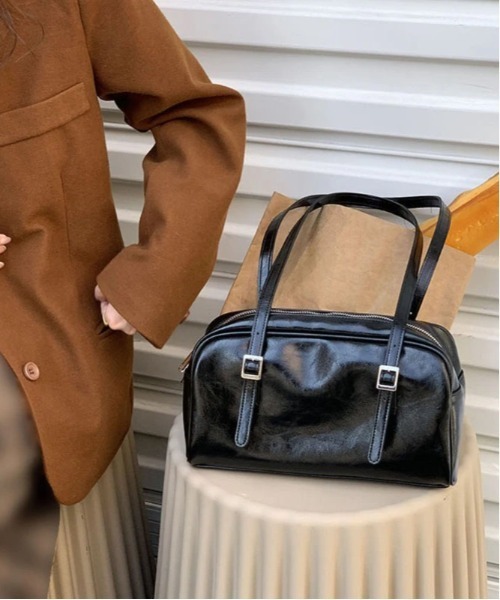 Port（ポート）の「【 Jelly moo / ジェリームー 】ロングハンドル ボストンバッグ（ハンドバッグ・レディース・ブラウン/ブラック/アイボリー・FREE）」の6枚目の写真