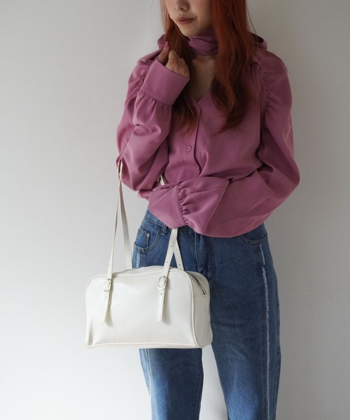 Port（ポート）の「【 Jelly moo / ジェリームー 】ロングハンドル ボストンバッグ（ハンドバッグ・レディース・ブラウン/ブラック/アイボリー・FREE）」の10枚目の写真