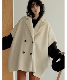 Re:EDIT | [新色追加][2023A/W COLLECTION]フェイクムートンボアポンチョコート(ムートンコート)