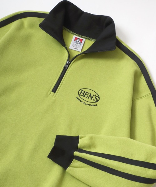 【セール】BEN DAVIS/ベンデイビス LINE HALF ZIP/オーバーサイズ 裏起毛 ロゴ ワンポイント刺繍 ハーフジップ スウェット トレーナー/ラインジャージ（スウェット）｜BEN DAVIS（ベンデイビス）