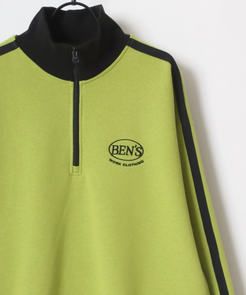 【セール】BEN DAVIS/ベンデイビス LINE HALF ZIP/オーバーサイズ 裏起毛 ロゴ ワンポイント刺繍 ハーフジップ スウェット トレーナー/ラインジャージ（スウェット）｜BEN DAVIS（ベンデイビス）