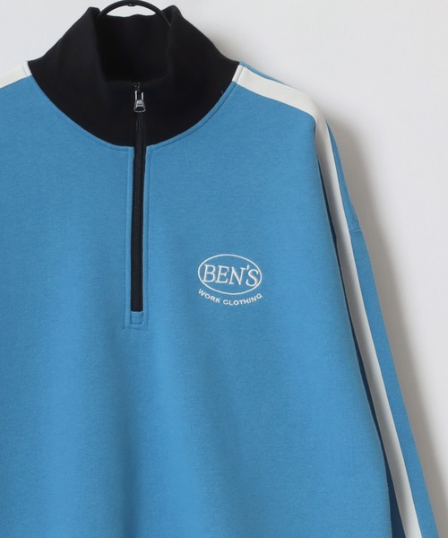 【セール】BEN DAVIS/ベンデイビス LINE HALF ZIP/オーバーサイズ 裏起毛 ロゴ ワンポイント刺繍 ハーフジップ スウェット トレーナー/ラインジャージ（スウェット）｜BEN DAVIS（ベンデイビス）