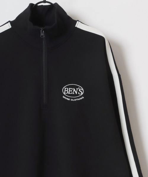 【セール】BEN DAVIS/ベンデイビス LINE HALF ZIP/オーバーサイズ 裏起毛 ロゴ ワンポイント刺繍 ハーフジップ スウェット トレーナー/ラインジャージ（スウェット）｜BEN DAVIS（ベンデイビス）