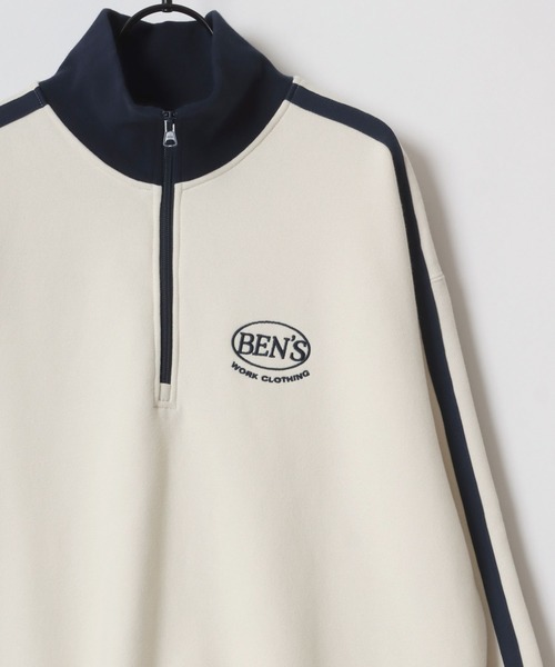 【セール】BEN DAVIS/ベンデイビス LINE HALF ZIP/オーバーサイズ 裏起毛 ロゴ ワンポイント刺繍 ハーフジップ スウェット トレーナー/ラインジャージ（スウェット）｜BEN DAVIS（ベンデイビス）