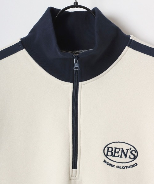 【セール】BEN DAVIS/ベンデイビス LINE HALF ZIP/オーバーサイズ 裏起毛 ロゴ ワンポイント刺繍 ハーフジップ スウェット トレーナー/ラインジャージ（スウェット）｜BEN DAVIS（ベンデイビス）
