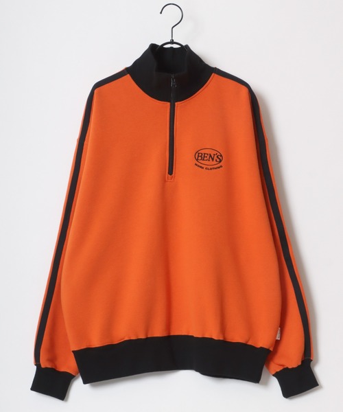 【セール】BEN DAVIS/ベンデイビス LINE HALF ZIP/オーバーサイズ 裏起毛 ロゴ ワンポイント刺繍 ハーフジップ スウェット トレーナー/ラインジャージ（スウェット）｜BEN DAVIS（ベンデイビス）