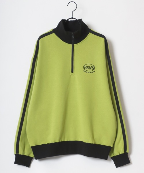 【セール】BEN DAVIS/ベンデイビス LINE HALF ZIP/オーバーサイズ 裏起毛 ロゴ ワンポイント刺繍 ハーフジップ スウェット トレーナー/ラインジャージ（スウェット）｜BEN DAVIS（ベンデイビス）