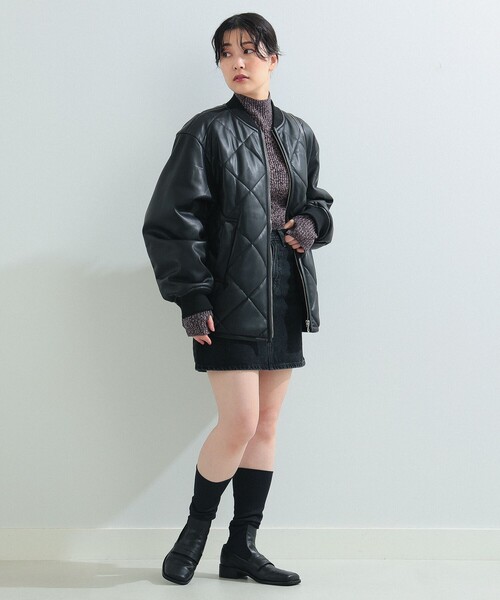 Ray BEAMS（レイビームス）の「Ray BEAMS / フェイクレザー キルティング ブルゾン（ブルゾン・レディース・ブラック・1/0）」の3枚目の写真