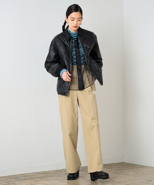 Ray BEAMS（レイビームス）の「Ray BEAMS / フェイクレザー キルティング ブルゾン（ブルゾン・レディース・ブラック・1/0）」の9枚目の写真