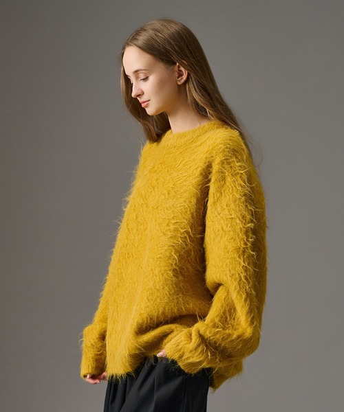 WETTEMPT(ウィテンプト)の「WOOL MIXED PERM SHAGGY KNIT /ウールミックスパーマシャギーニット(ニット/セーター・メンズ・マスタード/ブルー/ライトベージュ/レッド/カーキ・SMALL/LARGE/MEDIUM)」の7枚目の写真