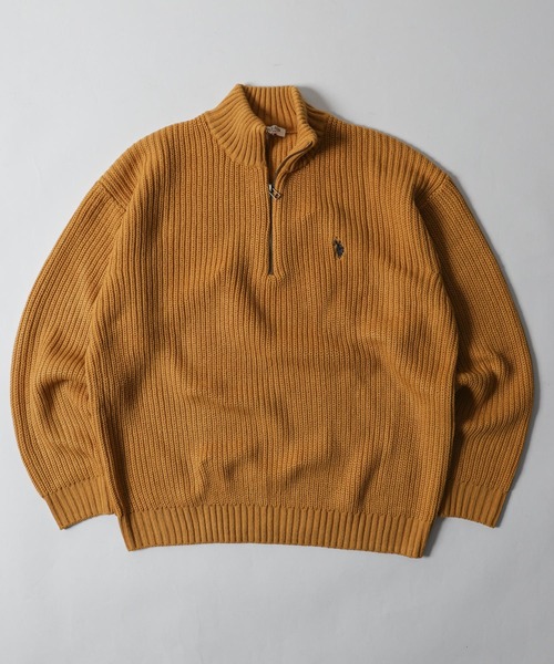 U.S. POLO ASSN.(ユーエスポロアッスン)の「【U.S.POLOASSN.】 7G あぜ編みハーフジップニット(ニット/セーター・レディース・ベージュ/ネイビー/アイボリー/イエロー/グリーン・MEDIUM/LARGE/X-LARGE)」の5枚目の写真