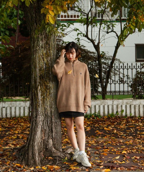 U.S. POLO ASSN.(ユーエスポロアッスン)の「【U.S.POLOASSN.】 7G あぜ編みハーフジップニット(ニット/セーター・レディース・ベージュ/ネイビー/アイボリー/イエロー/グリーン・MEDIUM/LARGE/X-LARGE)」の13枚目の写真