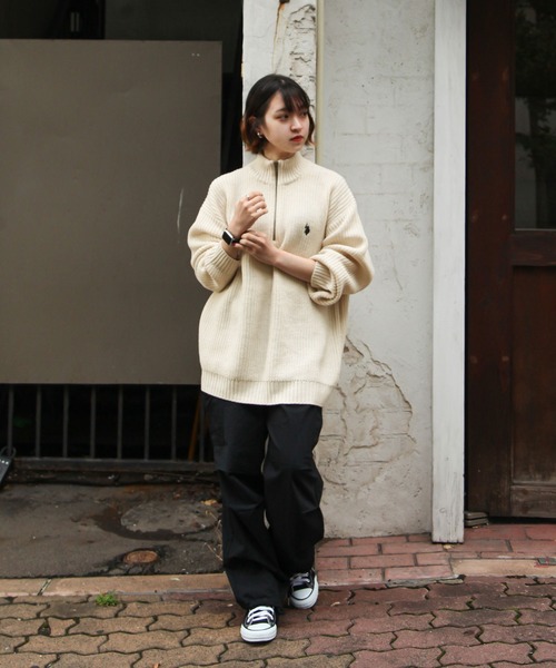 U.S. POLO ASSN.(ユーエスポロアッスン)の「【U.S.POLOASSN.】 7G あぜ編みハーフジップニット(ニット/セーター・レディース・ベージュ/ネイビー/アイボリー/イエロー/グリーン・MEDIUM/LARGE/X-LARGE)」の11枚目の写真