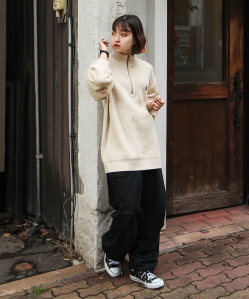 U.S. POLO ASSN.(ユーエスポロアッスン)の「【U.S.POLOASSN.】 7G あぜ編みハーフジップニット(ニット/セーター・レディース・ベージュ/ネイビー/アイボリー/イエロー/グリーン・MEDIUM/LARGE/X-LARGE)」の12枚目の写真