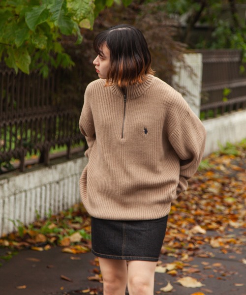 U.S. POLO ASSN.(ユーエスポロアッスン)の「【U.S.POLOASSN.】 7G あぜ編みハーフジップニット(ニット/セーター・レディース・ベージュ/ネイビー/アイボリー/イエロー/グリーン・MEDIUM/LARGE/X-LARGE)」の14枚目の写真