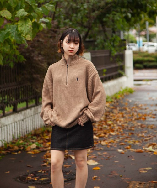 U.S. POLO ASSN.(ユーエスポロアッスン)の「【U.S.POLOASSN.】 7G あぜ編みハーフジップニット(ニット/セーター・レディース・ベージュ/ネイビー/アイボリー/イエロー/グリーン・MEDIUM/LARGE/X-LARGE)」の15枚目の写真