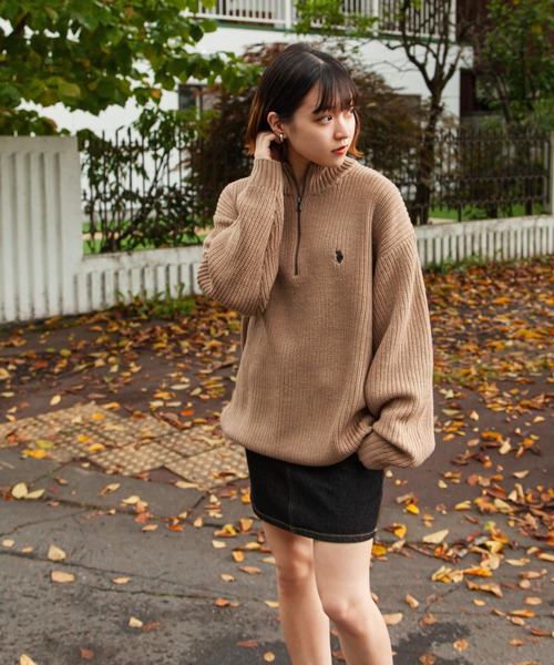 U.S. POLO ASSN.(ユーエスポロアッスン)の「【U.S.POLOASSN.】 7G あぜ編みハーフジップニット(ニット/セーター・レディース・ベージュ/ネイビー/アイボリー/イエロー/グリーン・MEDIUM/LARGE/X-LARGE)」の17枚目の写真