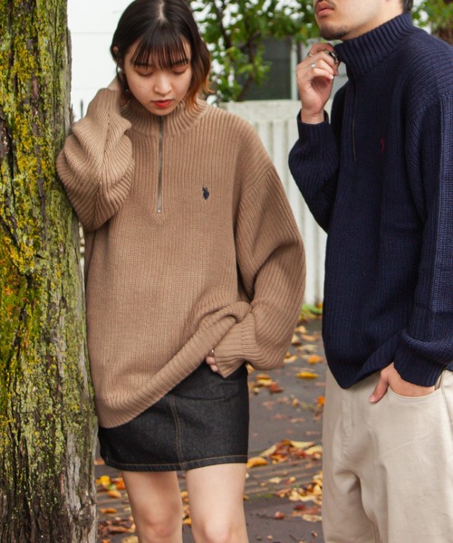 U.S. POLO ASSN.(ユーエスポロアッスン)の「【U.S.POLOASSN.】 7G あぜ編みハーフジップニット(ニット/セーター・レディース・ベージュ/ネイビー/アイボリー/イエロー/グリーン・MEDIUM/LARGE/X-LARGE)」の19枚目の写真