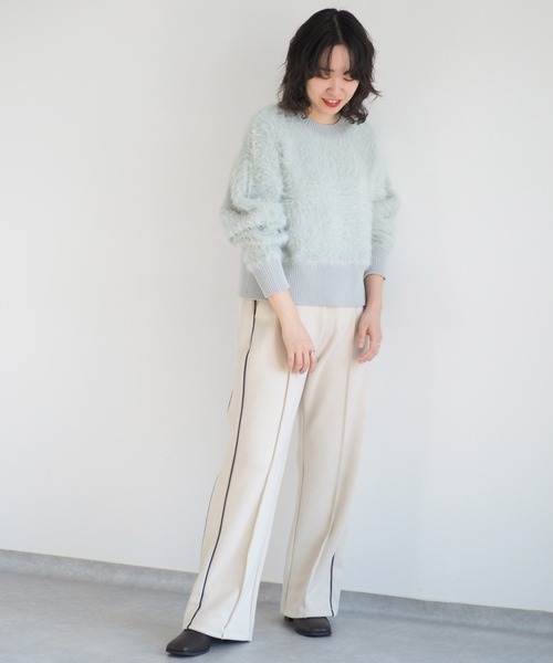 cepo(セポ)の「カットスウェードラインパンツ(その他パンツ・レディース・オフホワイト/チャコール/ブルー・M)」の13枚目の写真