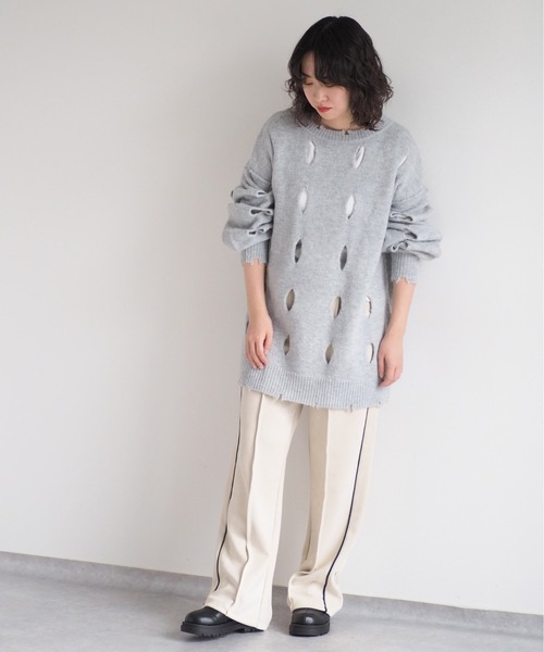 cepo(セポ)の「カットスウェードラインパンツ(その他パンツ・レディース・オフホワイト/チャコール/ブルー・M)」の12枚目の写真