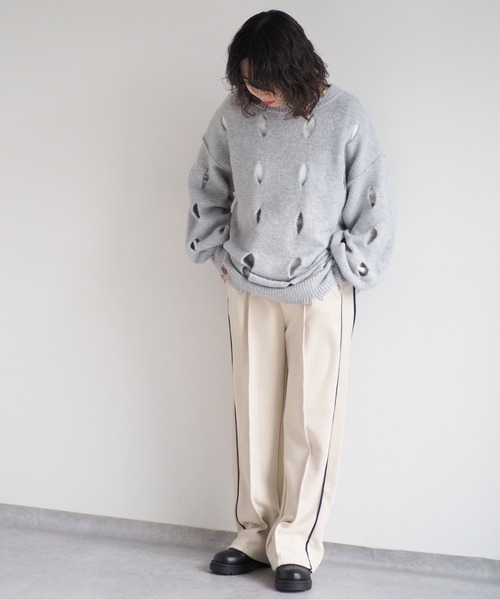 cepo(セポ)の「カットスウェードラインパンツ(その他パンツ・レディース・オフホワイト/チャコール/ブルー・M)」の10枚目の写真