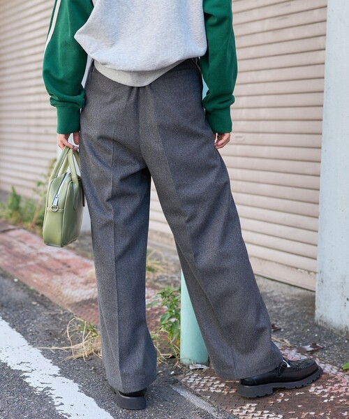 FREAK'S STORE(フリークスストア)の「ウーリー タックワイドパンツ(スラックス・レディース・ネイビー/グレー/ブラウン・SMALL/MEDIUM)」の9枚目の写真
