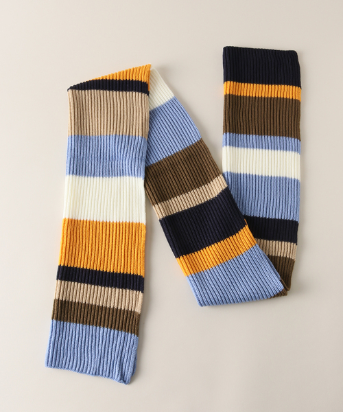 B.C STOCK(ベーセーストック)の「ニットマルチボーダーマフラー(マフラー・レディース・ネイビー/アイボリー・FREE)」の7枚目の写真