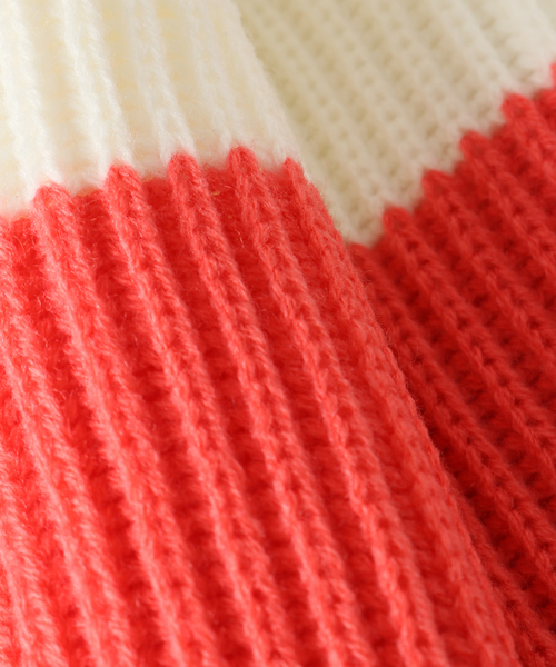 B.C STOCK(ベーセーストック)の「ニットマルチボーダーマフラー(マフラー・レディース・ネイビー/アイボリー・FREE)」の4枚目の写真