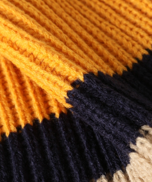 B.C STOCK(ベーセーストック)の「ニットマルチボーダーマフラー(マフラー・レディース・ネイビー/アイボリー・FREE)」の3枚目の写真