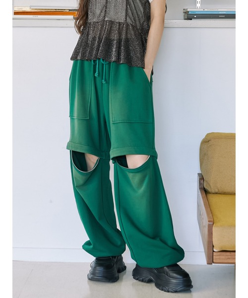 jouetie（ジュエティ）の「2WAYレングススウェットパンツ（スウェットパンツ・レディース・グリーン/グレー/ピンク・MEDIUM）」の2枚目の写真