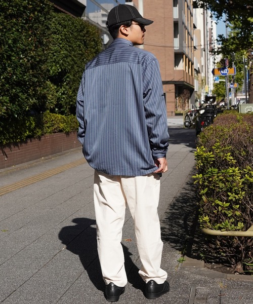 SANTA CRUZ(サンタクルーズ)の「【ムラサキスポーツ限定】SANTACRUZ/サンタクルーズ 長袖シャツ ワークシャツ ストライプ柄 502241202(シャツ/ブラウス・メンズ・ライトベージュ/グレイッシュブルー・L/XL/M)」の21枚目の写真