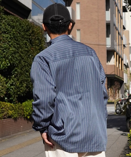 SANTA CRUZ(サンタクルーズ)の「【ムラサキスポーツ限定】SANTACRUZ/サンタクルーズ 長袖シャツ ワークシャツ ストライプ柄 502241202(シャツ/ブラウス・メンズ・ライトベージュ/グレイッシュブルー・L/XL/M)」の16枚目の写真