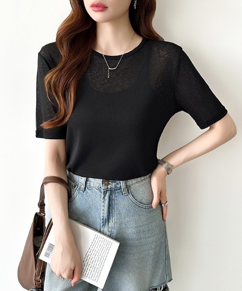 COCOMOMO(ココモモ)の「ロングシーズン使える スラブシアートップス カットソー 長袖 シアートップス シアーロンT レイヤードトップス シアーインナー スラブ シアー トップス UV対策 春服 夏服 秋服(Tシャツ/カットソー・レディース・ホワイト/ピンク/ライトグレー/ホワイト系その他/ミント/ブルー系その他/スカイブルー/オリーブ/ブラック/ピンク系その他/グレー系その他/ブラック系その他/ダークグレー/オレンジ系その他/チェリーピンク/ブラウン系その他/ブラウン系/ライトブルー/ベージュ系その他/ライトグレー系/ピンク系/パープル系その他/シルバーグレー/ブラウン/ブルー系/ベージュ/パープル/モカ/オレンジ・L/M/S)」の5枚目の写真