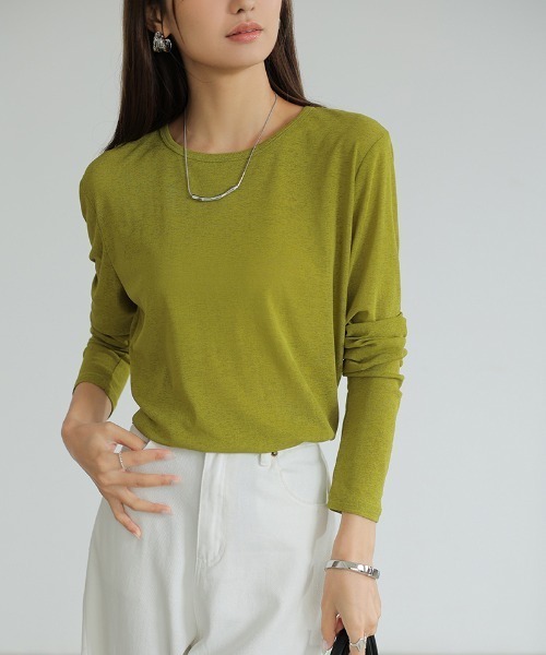 COCOMOMO(ココモモ)の「ロングシーズン使える スラブシアートップス カットソー 長袖 シアートップス シアーロンT レイヤードトップス シアーインナー スラブ シアー トップス UV対策 春服 夏服 秋服(Tシャツ/カットソー・レディース・ホワイト/ピンク/ライトグレー/ホワイト系その他/ミント/ブルー系その他/スカイブルー/オリーブ/ブラック/ピンク系その他/グレー系その他/ブラック系その他/ダークグレー/オレンジ系その他/チェリーピンク/ブラウン系その他/ブラウン系/ライトブルー/ベージュ系その他/ライトグレー系/ピンク系/パープル系その他/シルバーグレー/ブラウン/ブルー系/ベージュ/パープル/モカ/オレンジ・L/M/S)」の17枚目の写真