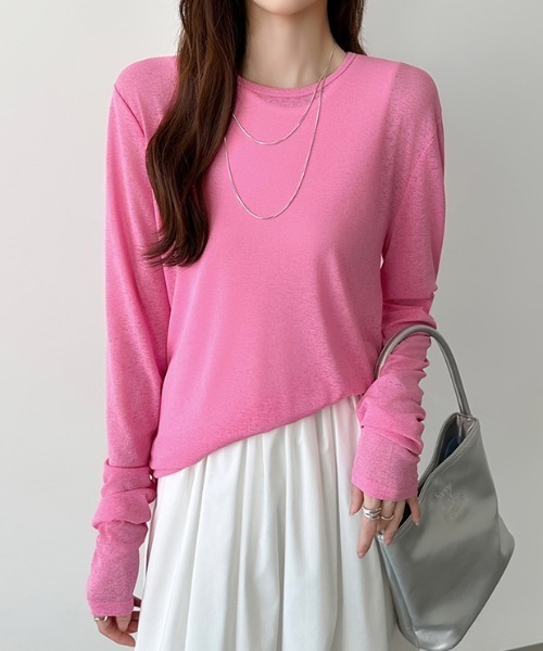 セール】ロングシーズン使える スラブシアートップス カットソー 長袖